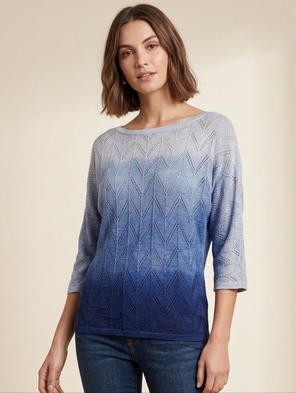 WHBM Blue Ombré Knit Blouse